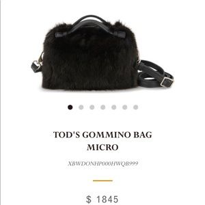 TODs Micro Gommino Black Mink Fur Bag